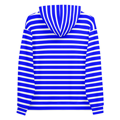 Unisex Hoodie- White and Blue Striped