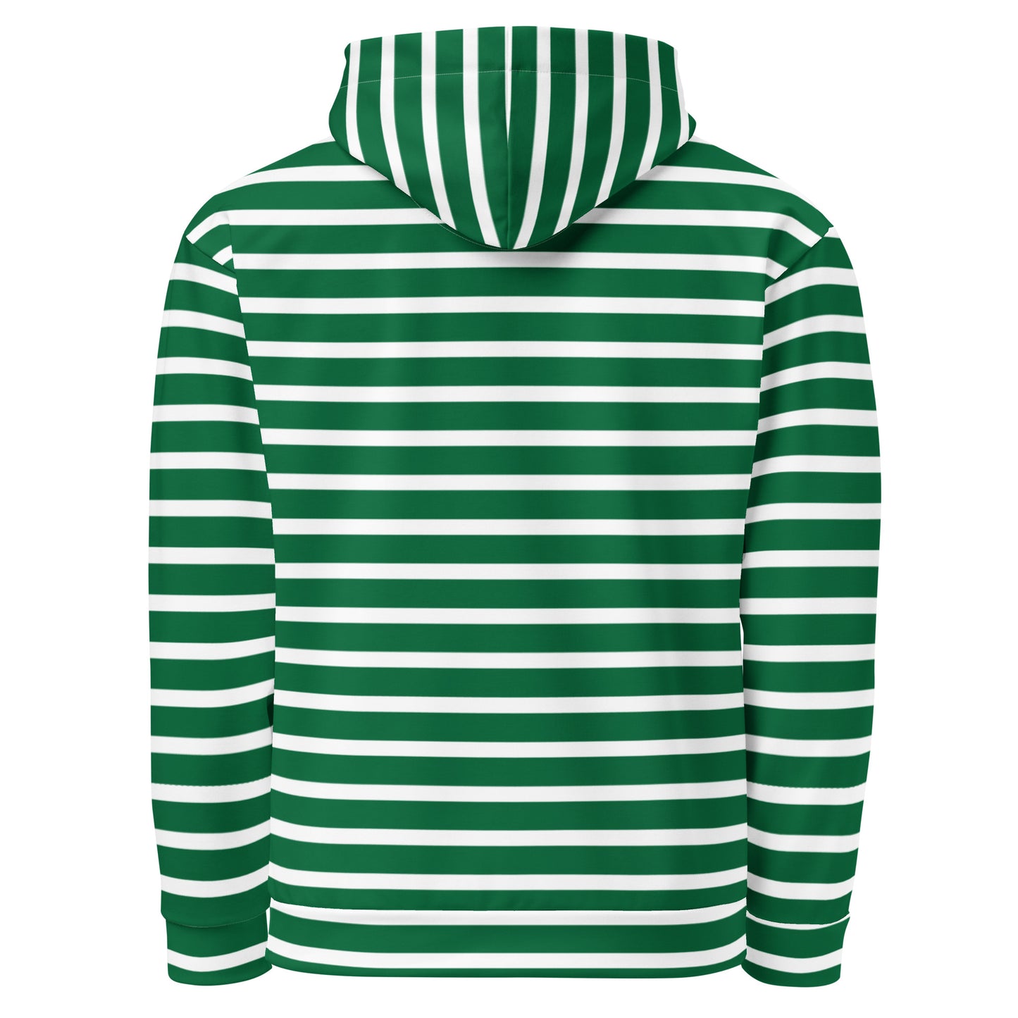 Unisex Hoodie- White and Green Striped