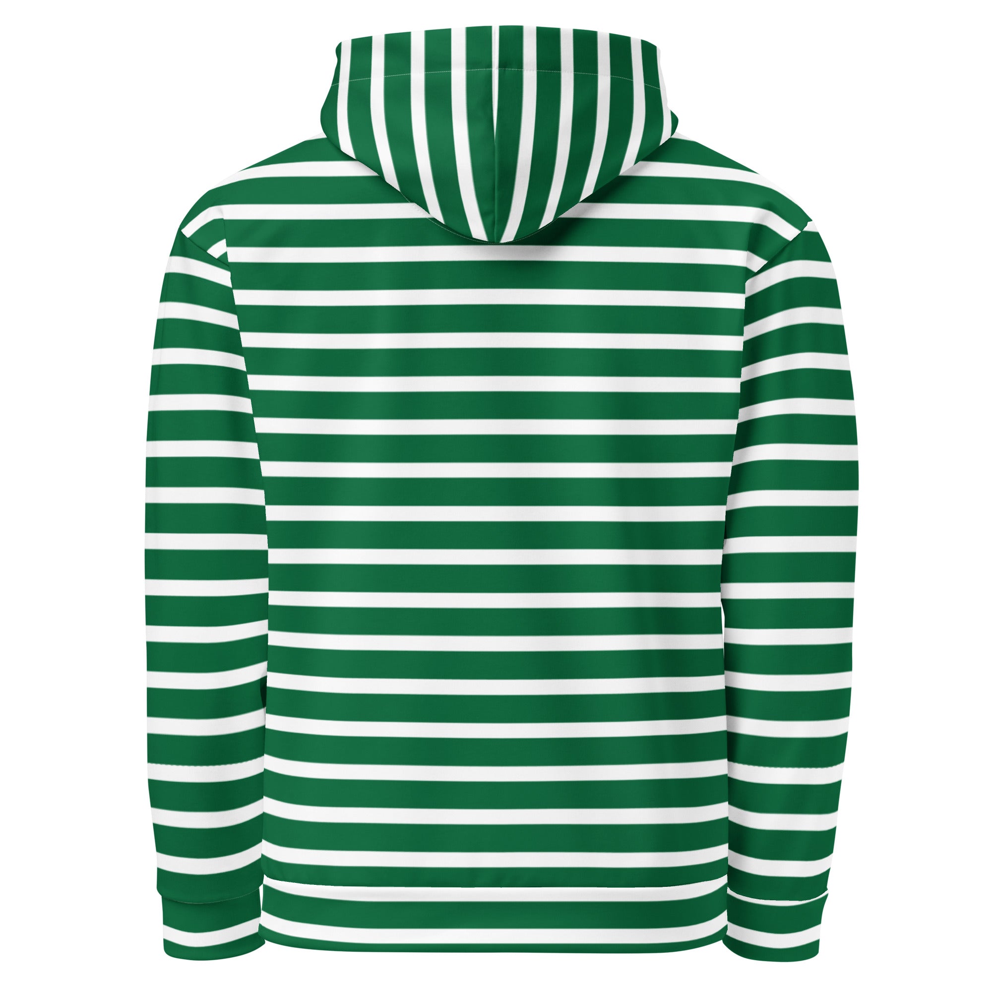 Unisex Hoodie- White and Green Striped