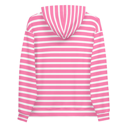 Unisex Hoodie- White and Pink Striped