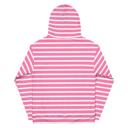 Unisex Hoodie- White and Pink Striped