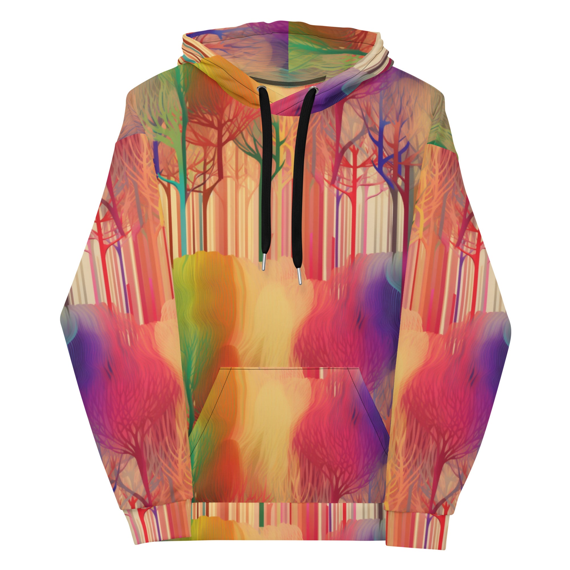 Unisex Hoodie- Abstract Rainbow Forest Pattern 01