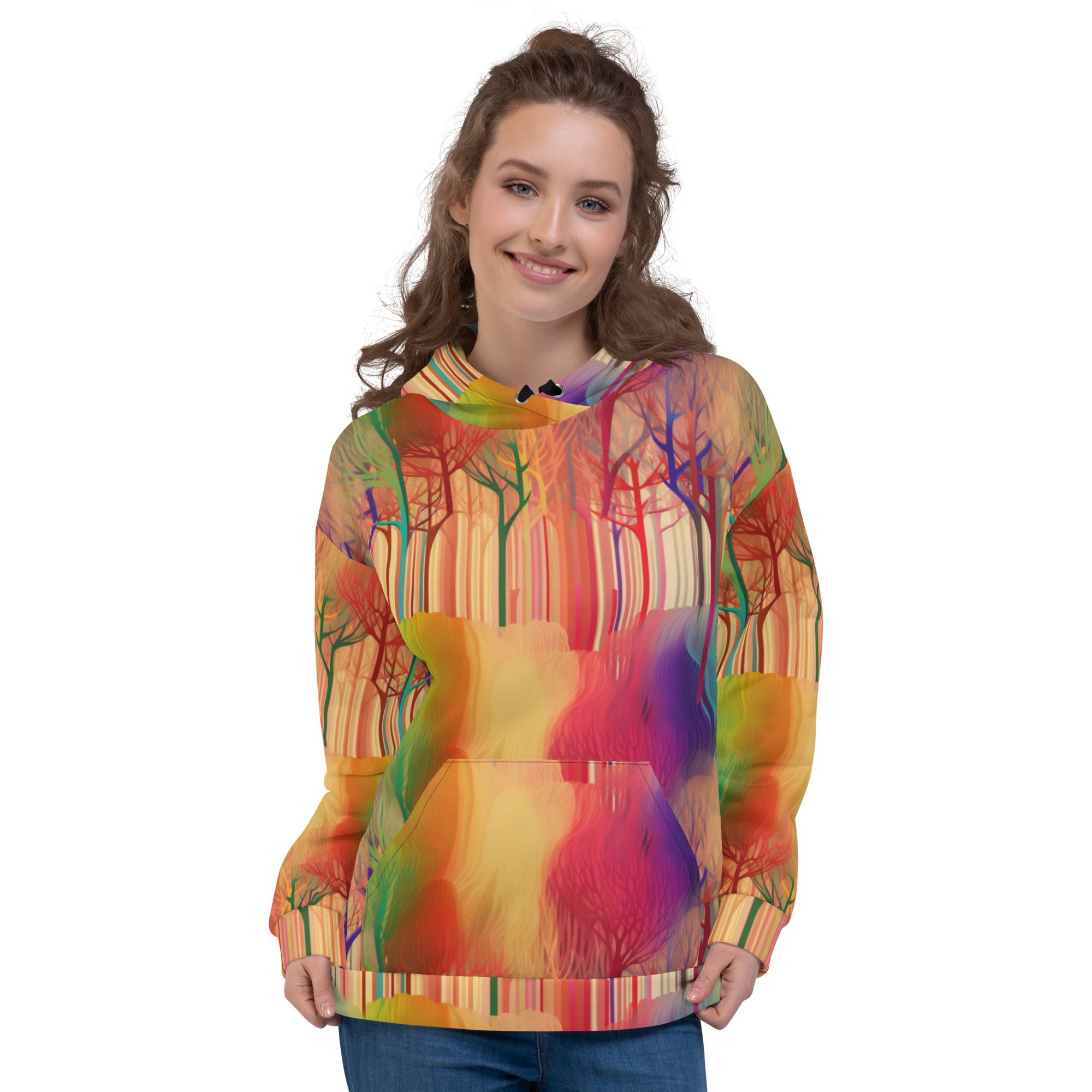 Unisex Hoodie- Abstract Rainbow Forest Pattern 01