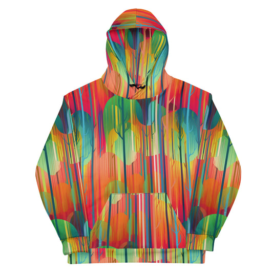 Unisex Hoodie- Abstract Rainbow Forest Pattern II