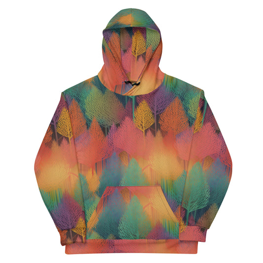 Unisex Hoodie- Abstract Rainbow Forest Pattern IV