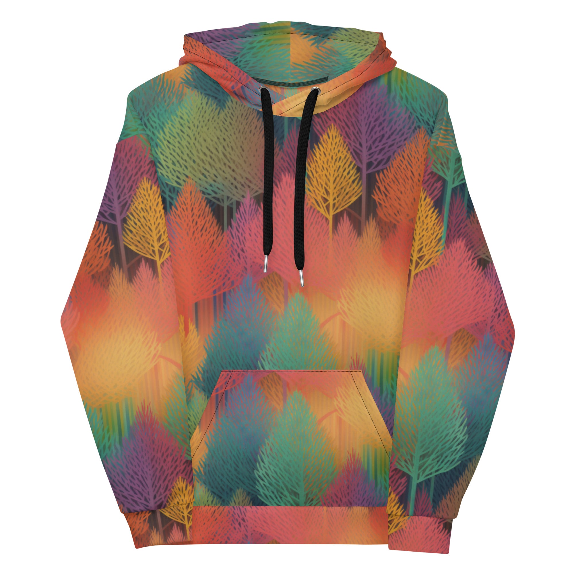 Unisex Hoodie- Abstract Rainbow Forest Pattern 04