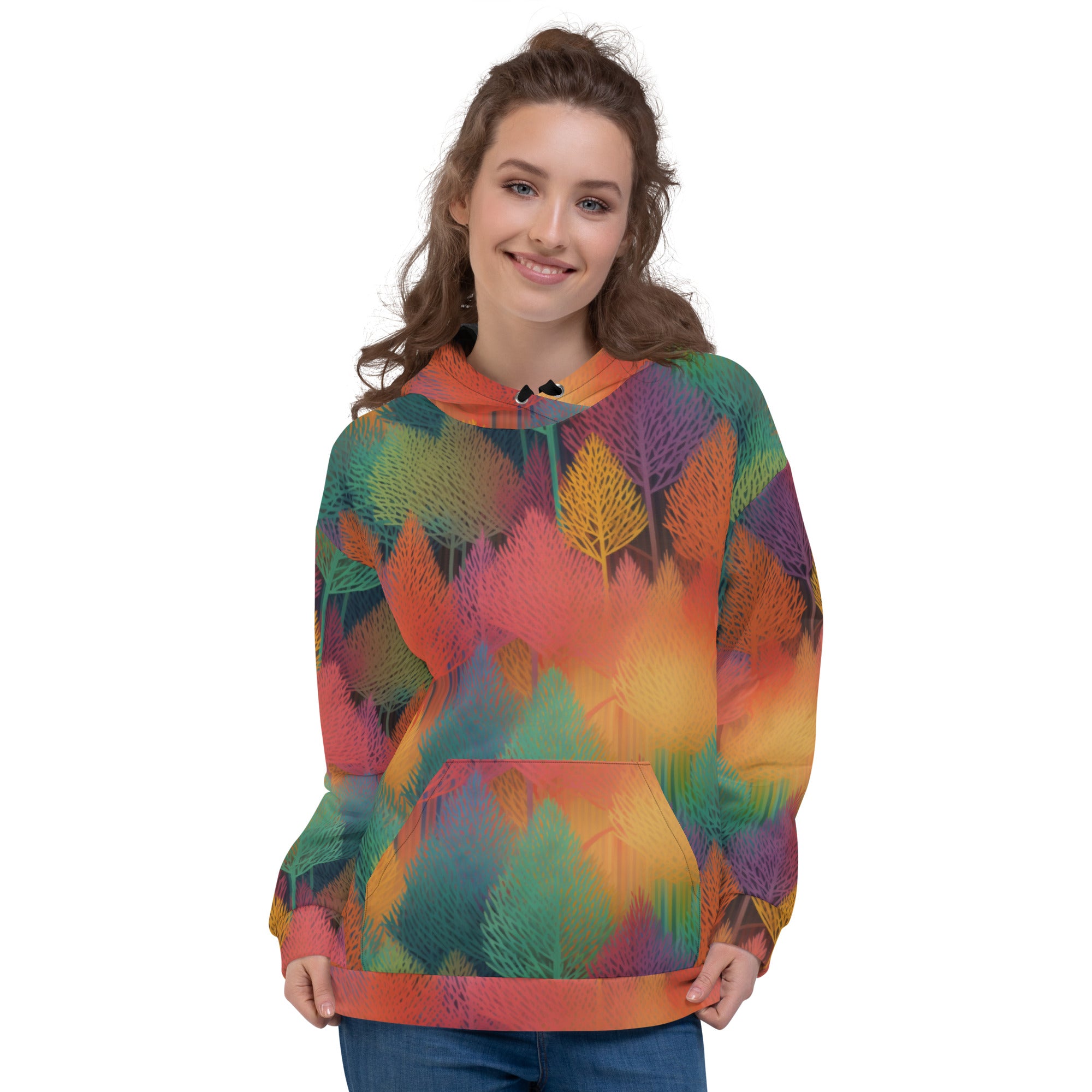 Unisex Hoodie- Abstract Rainbow Forest Pattern IV