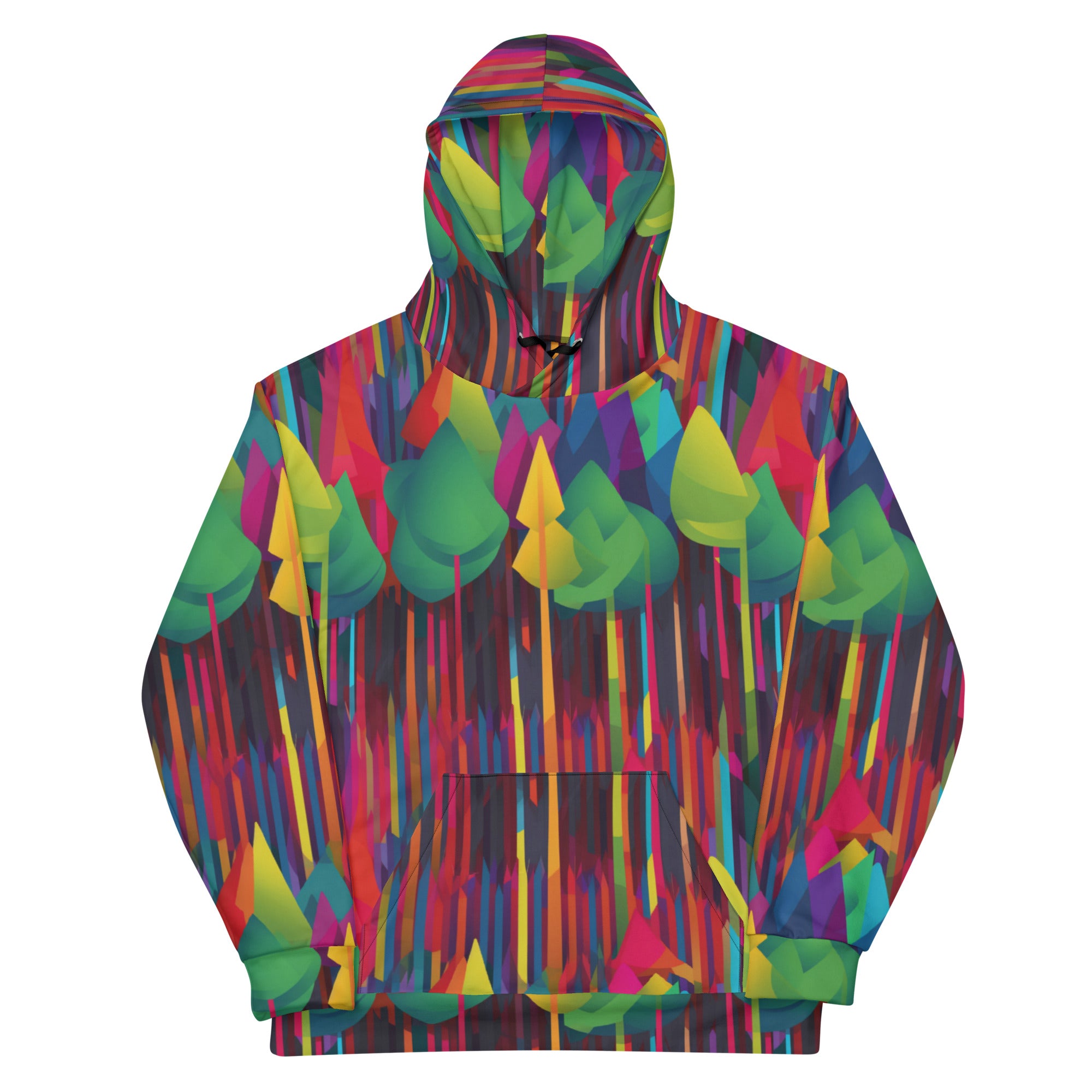 Unisex Hoodie- Abstract Rainbow Forest Pattern V