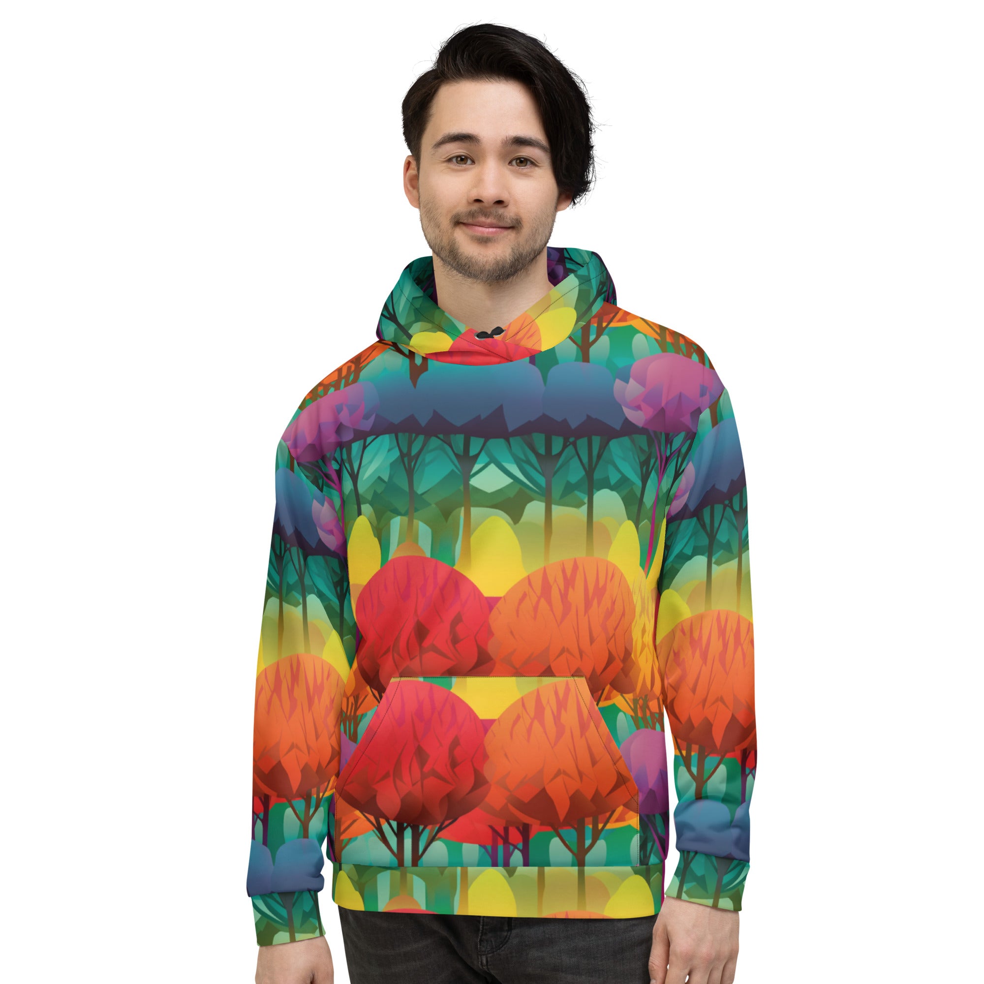 Unisex Hoodie- Abstract Rainbow Forest Pattern VI