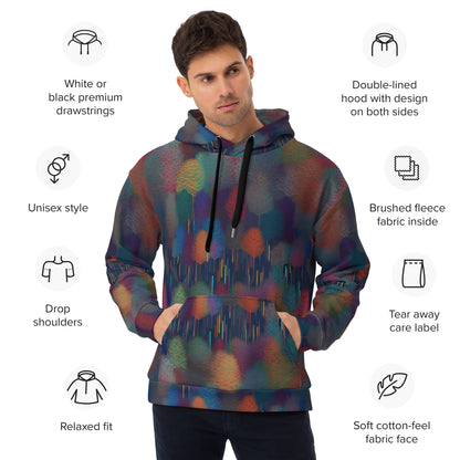 Unisex Hoodie- Abstract Rainbow Forest Pattern VII