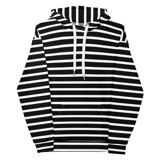Unisex Hoodie- White and Black Striped