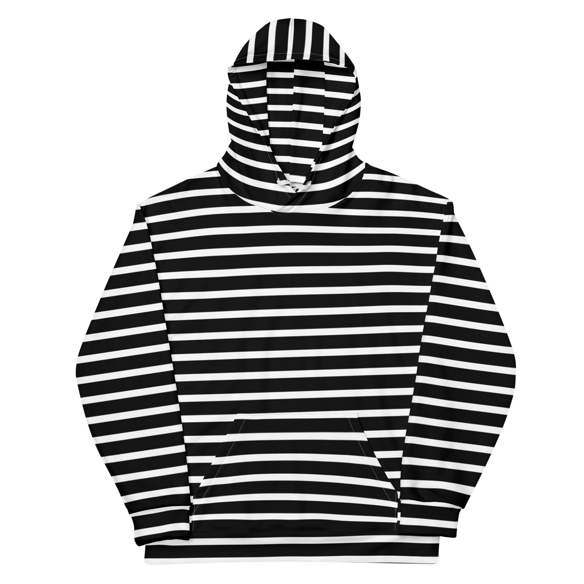 Unisex Hoodie- White and Black Striped