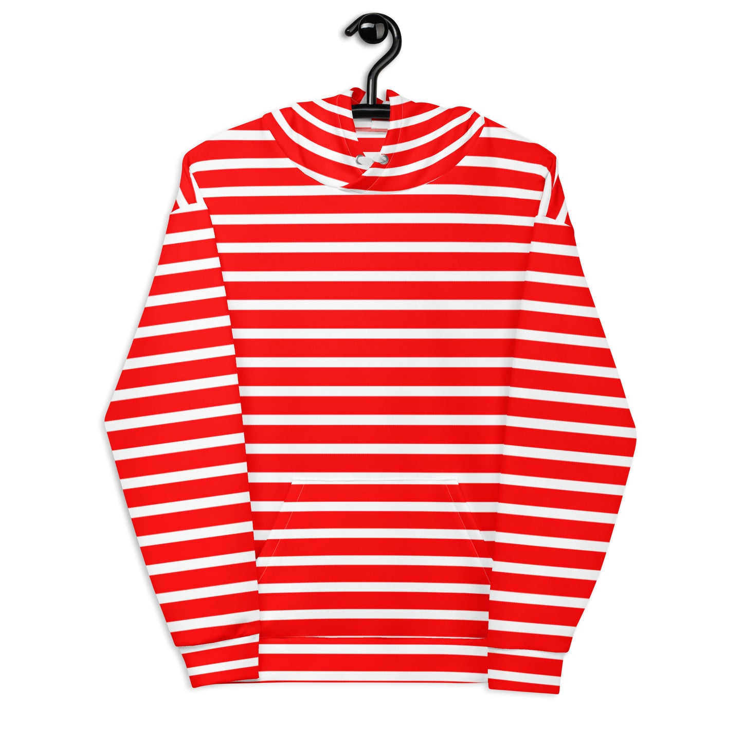 Unisex Hoodie- White and Red Striped