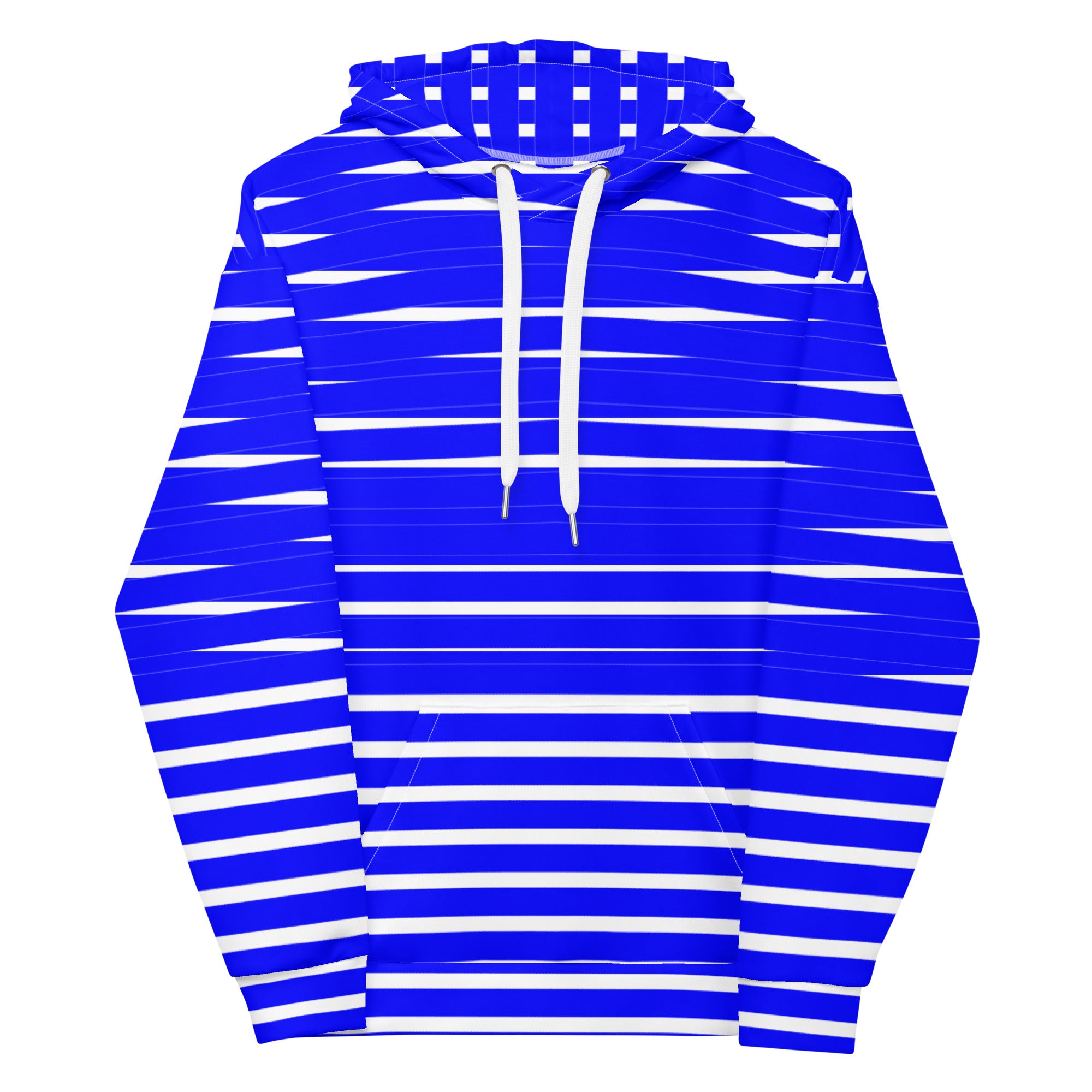 Unisex Hoodie- White and Blue Striped