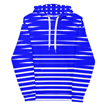 Unisex Hoodie- White and Blue Striped