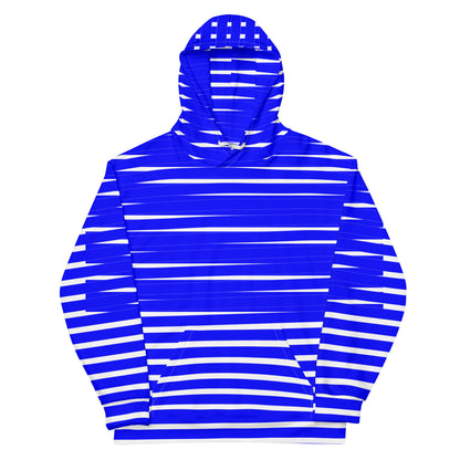 Unisex Hoodie- White and Blue Striped