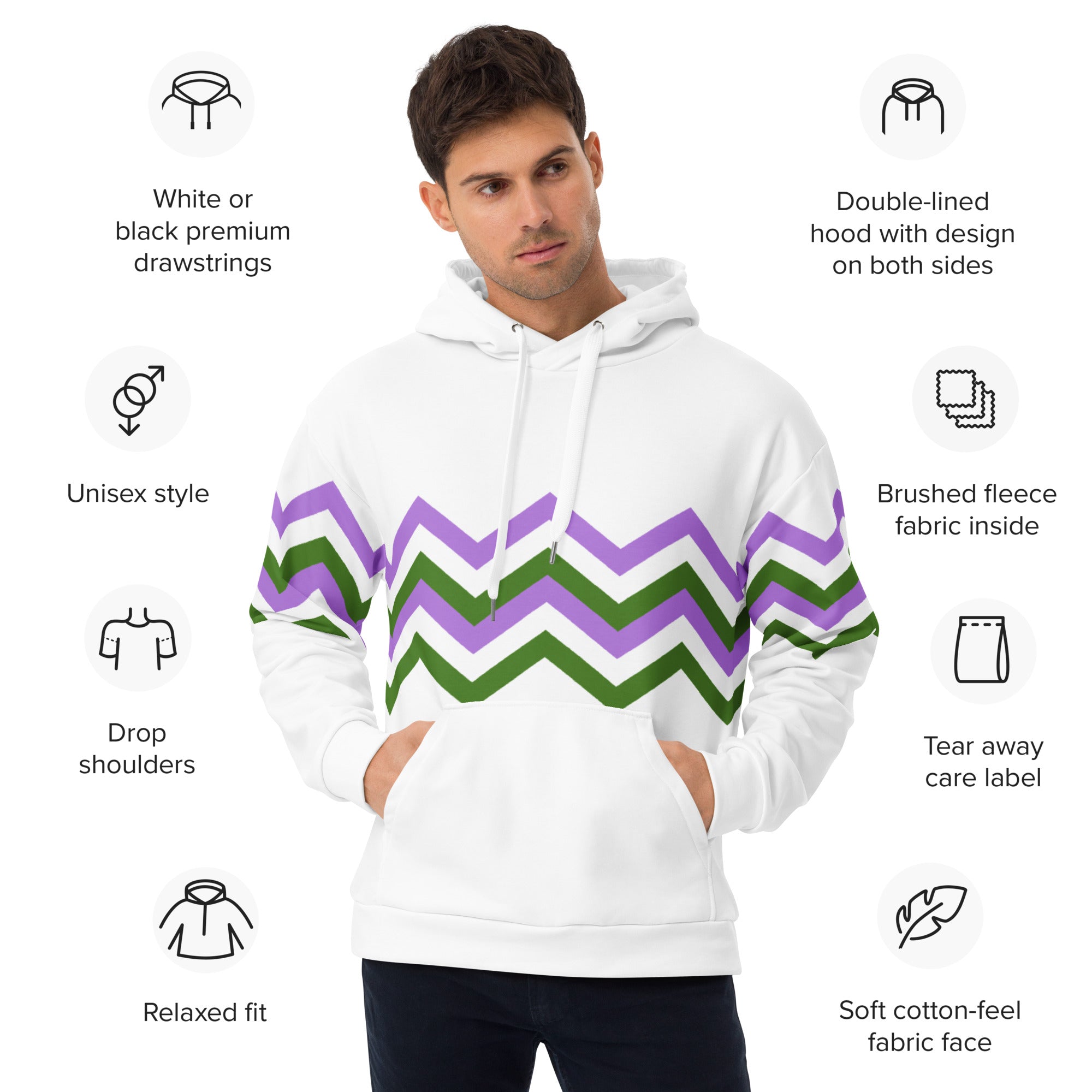 Unisex Hoodie-Genderfluid Zigzag Pattern