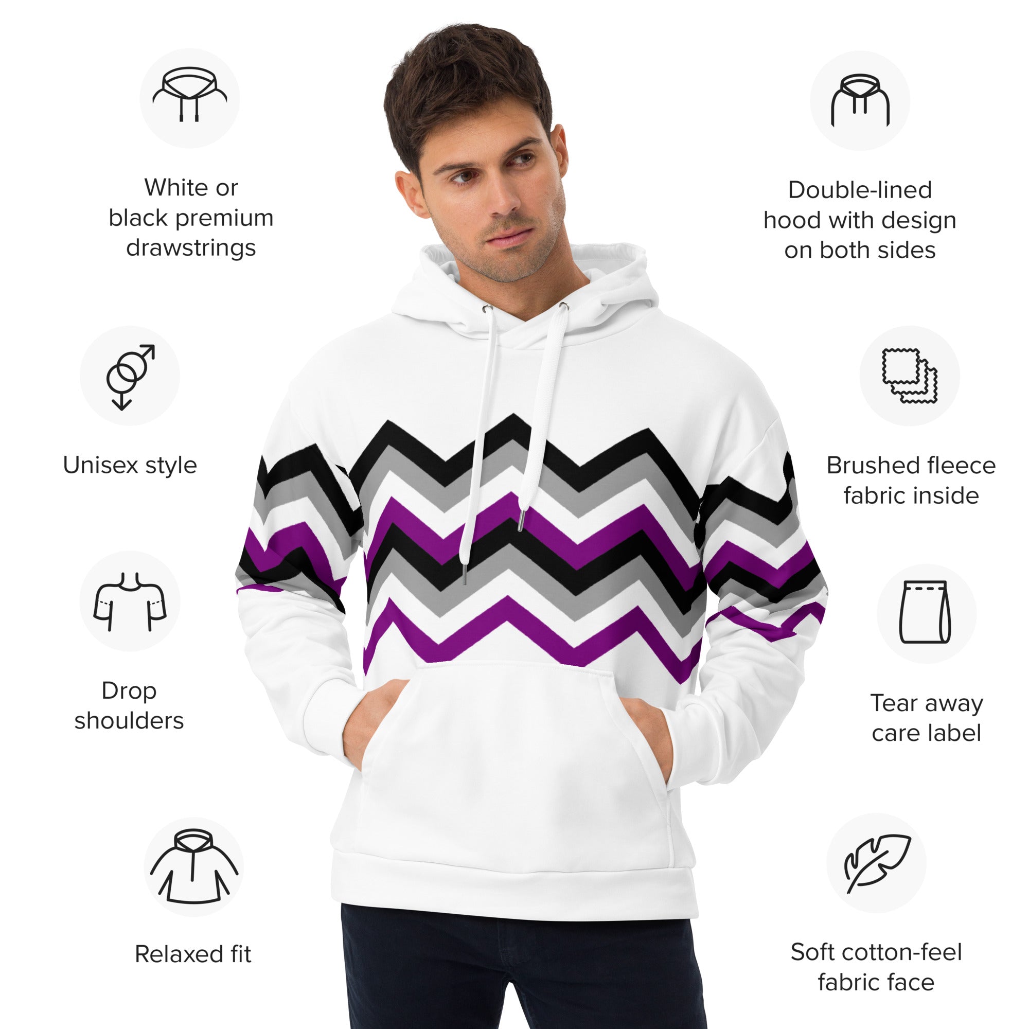 Unisex Hoodie-Asexual Zigzag Pattern