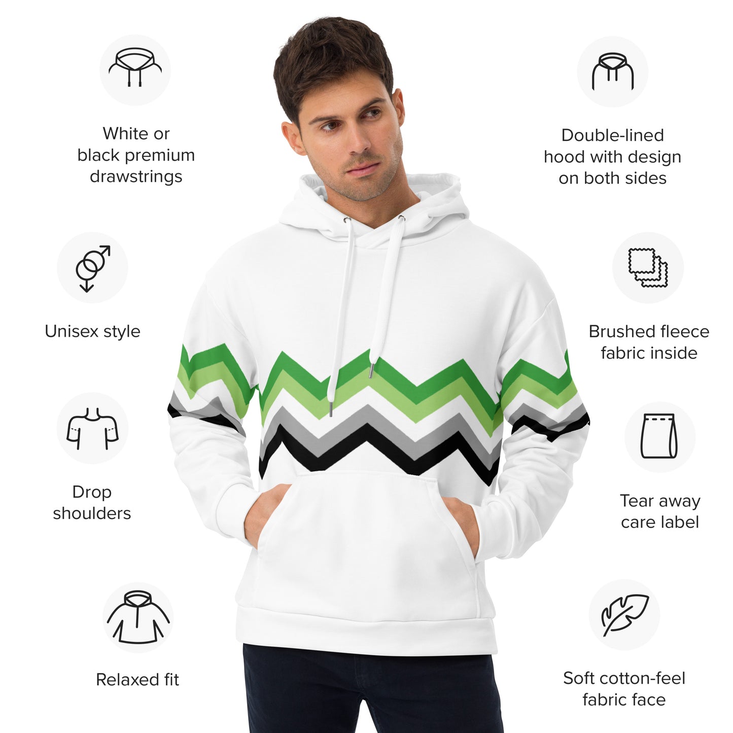 Unisex Hoodie-Aromantic Zigzag Pattern