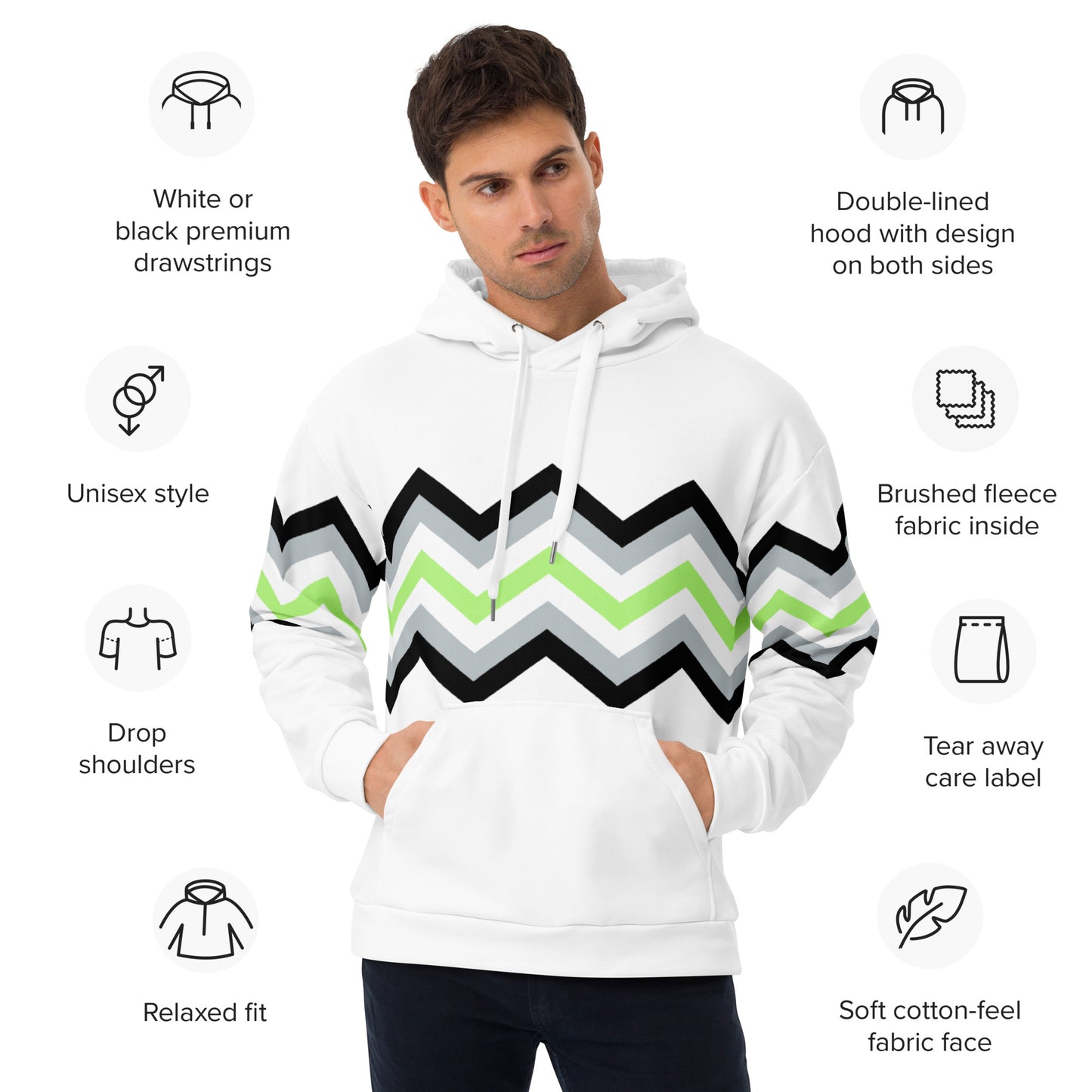 Unisex Hoodie-Agender Zigzag Pattern