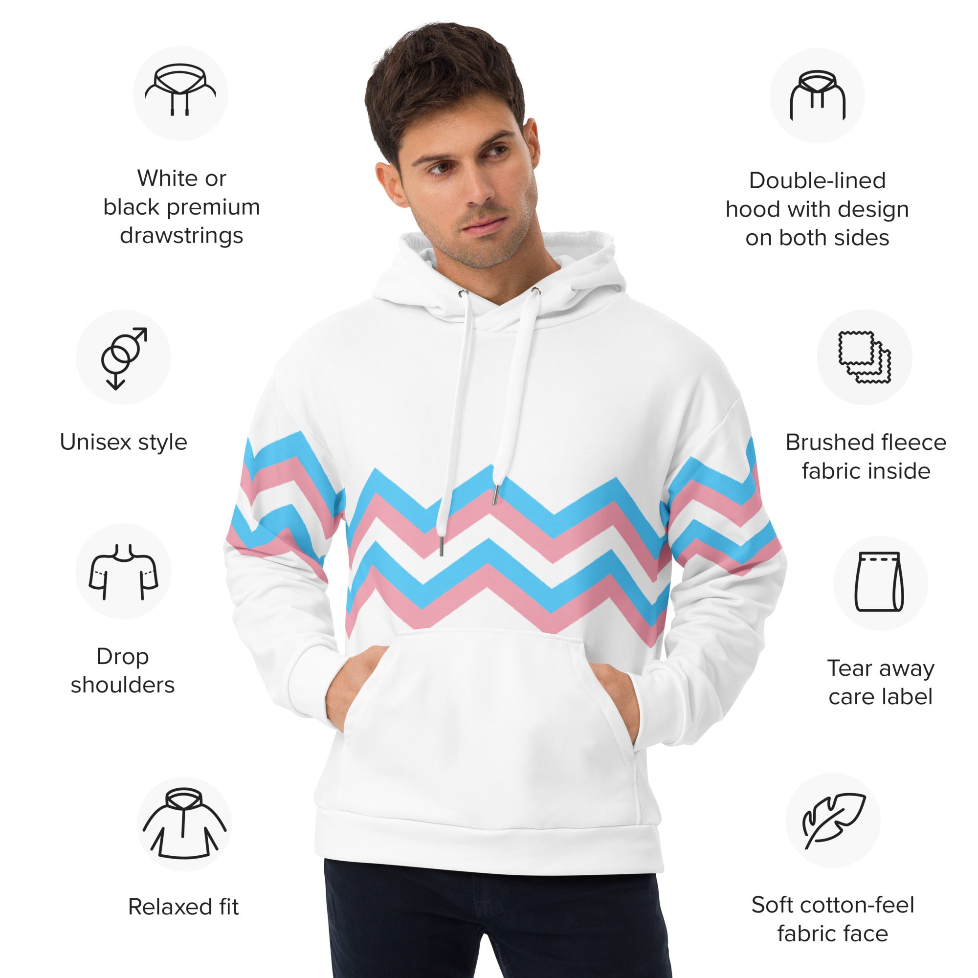 Unisex Hoodie-Transgender Zigzag Pattern