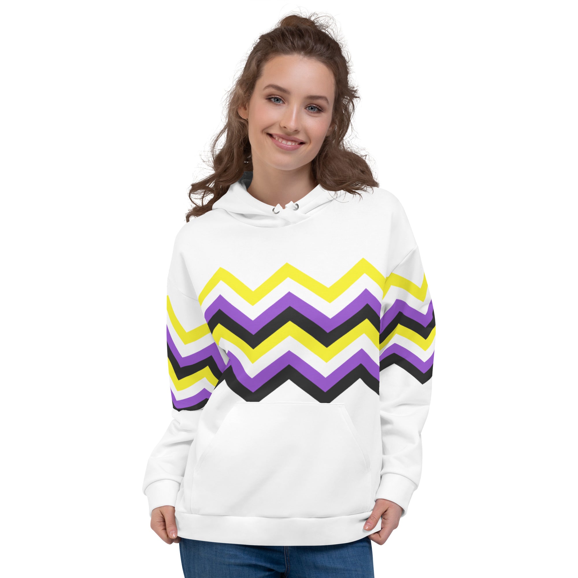 Unisex Hoodie-Nonbinary Zigzag Pattern