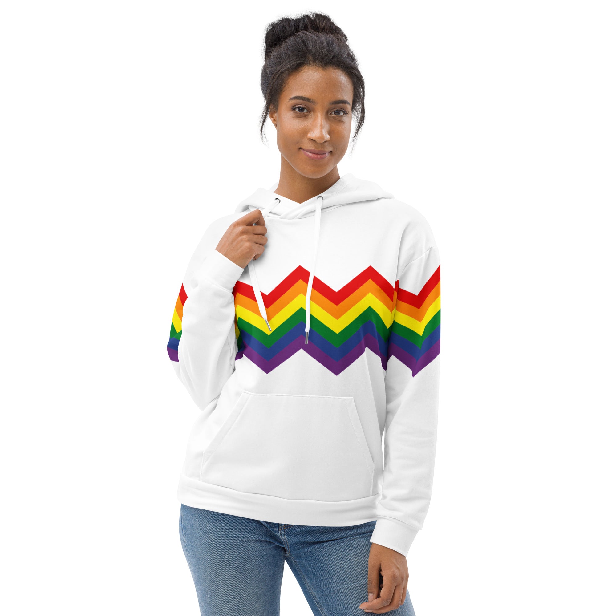 Unisex Hoodie-Pride Rainbow Zigzag Pattern