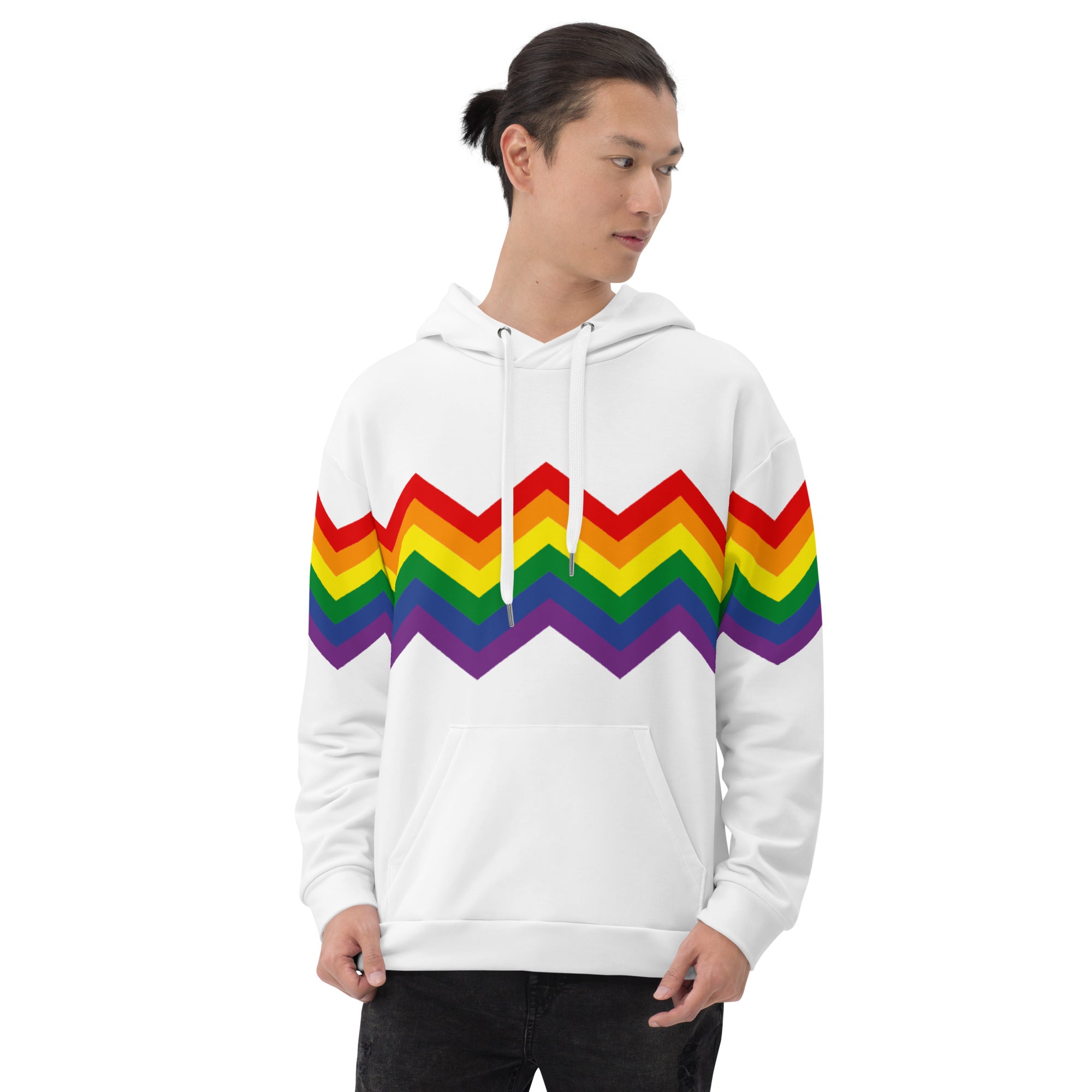 Unisex Hoodie-Pride Rainbow Zigzag Pattern