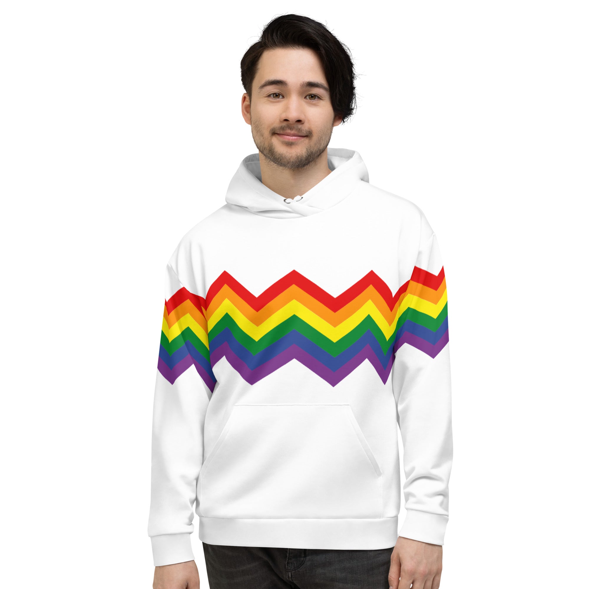 Unisex Hoodie-Pride Rainbow Zigzag Pattern