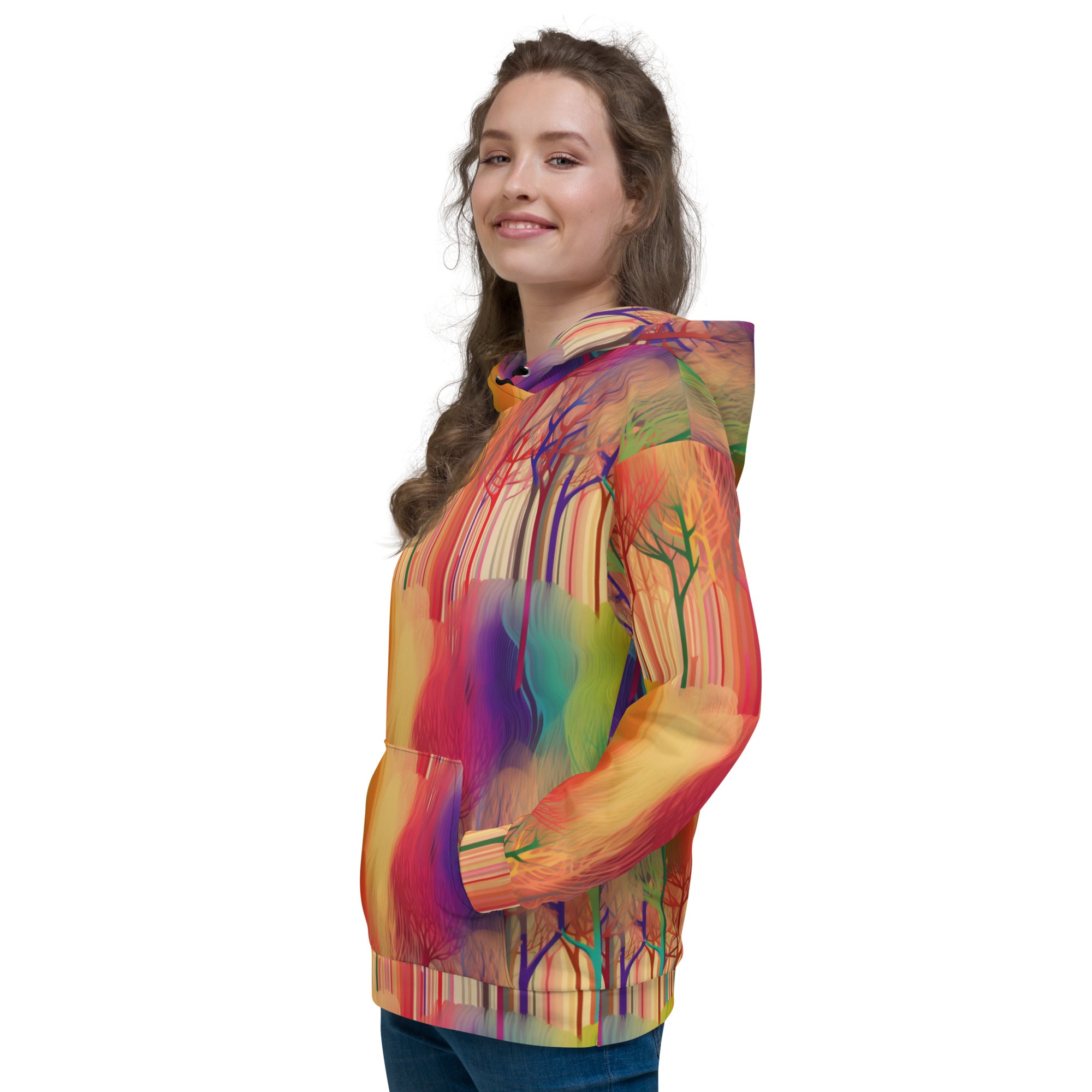 Unisex Hoodie- Abstract Rainbow Forest Pattern I