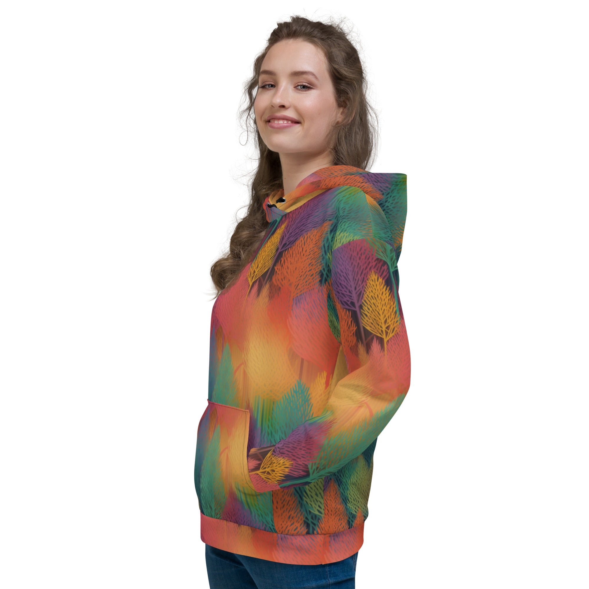 Unisex Hoodie- Abstract Rainbow Forest Pattern IV