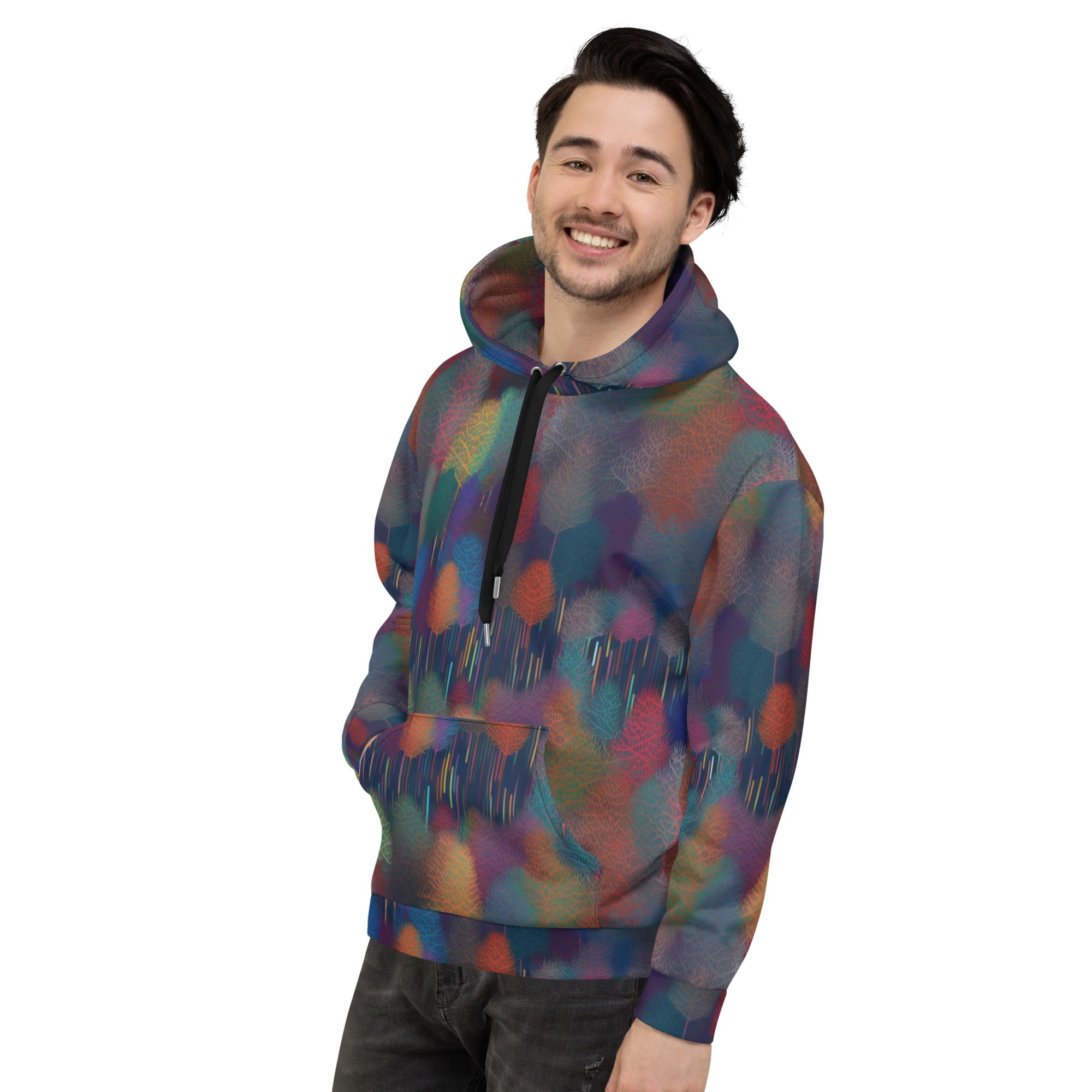 Unisex Hoodie- Abstract Rainbow Forest Pattern VII