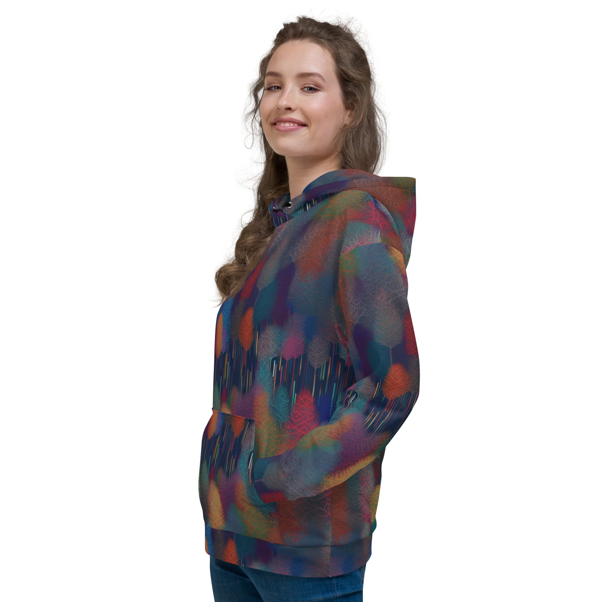 Unisex Hoodie- Abstract Rainbow Forest Pattern VII