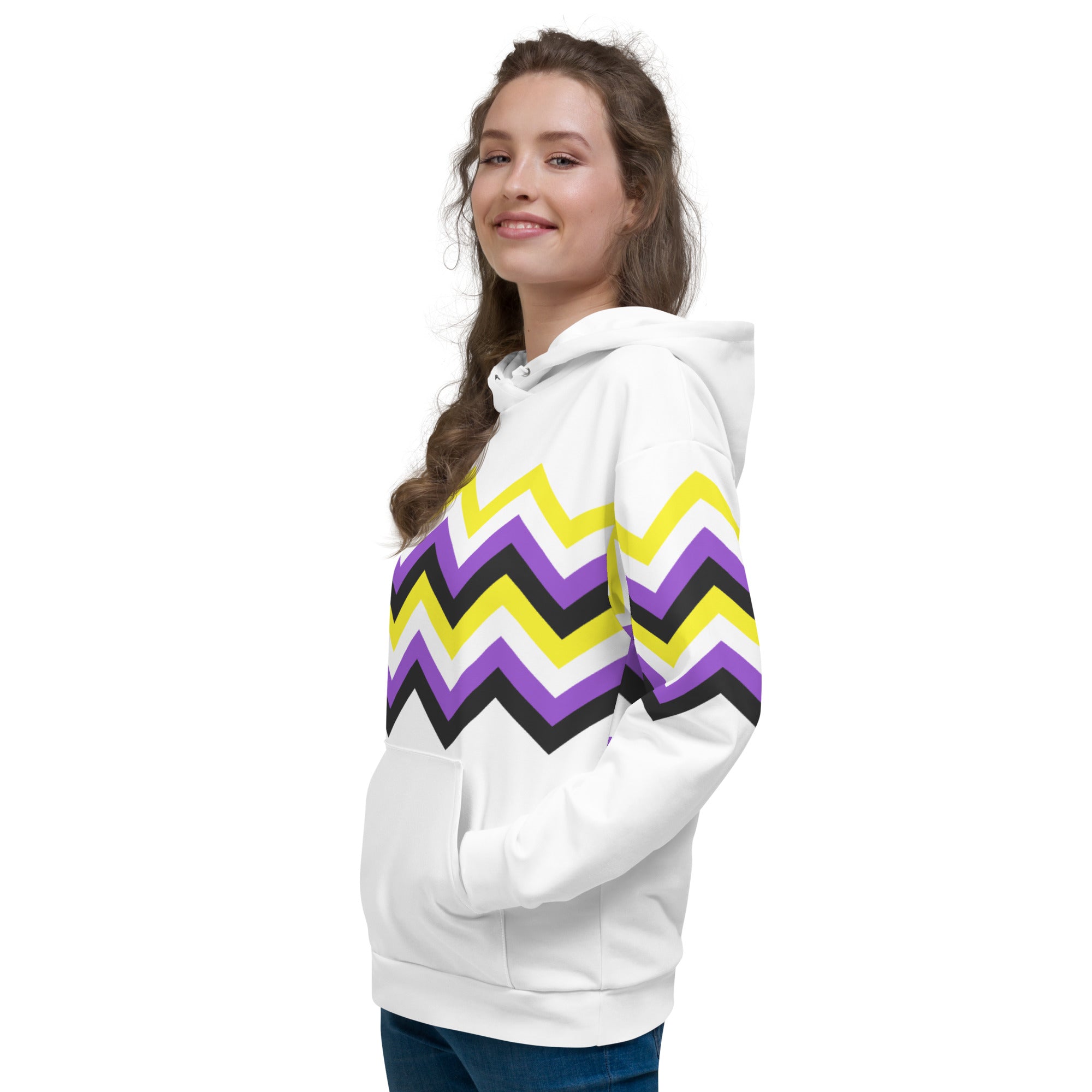 Unisex Hoodie-Nonbinary Zigzag Pattern