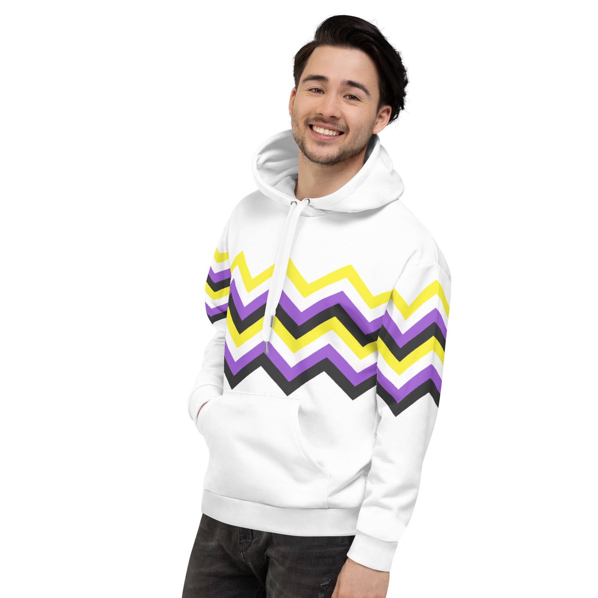 Unisex Hoodie-Nonbinary Zigzag Pattern