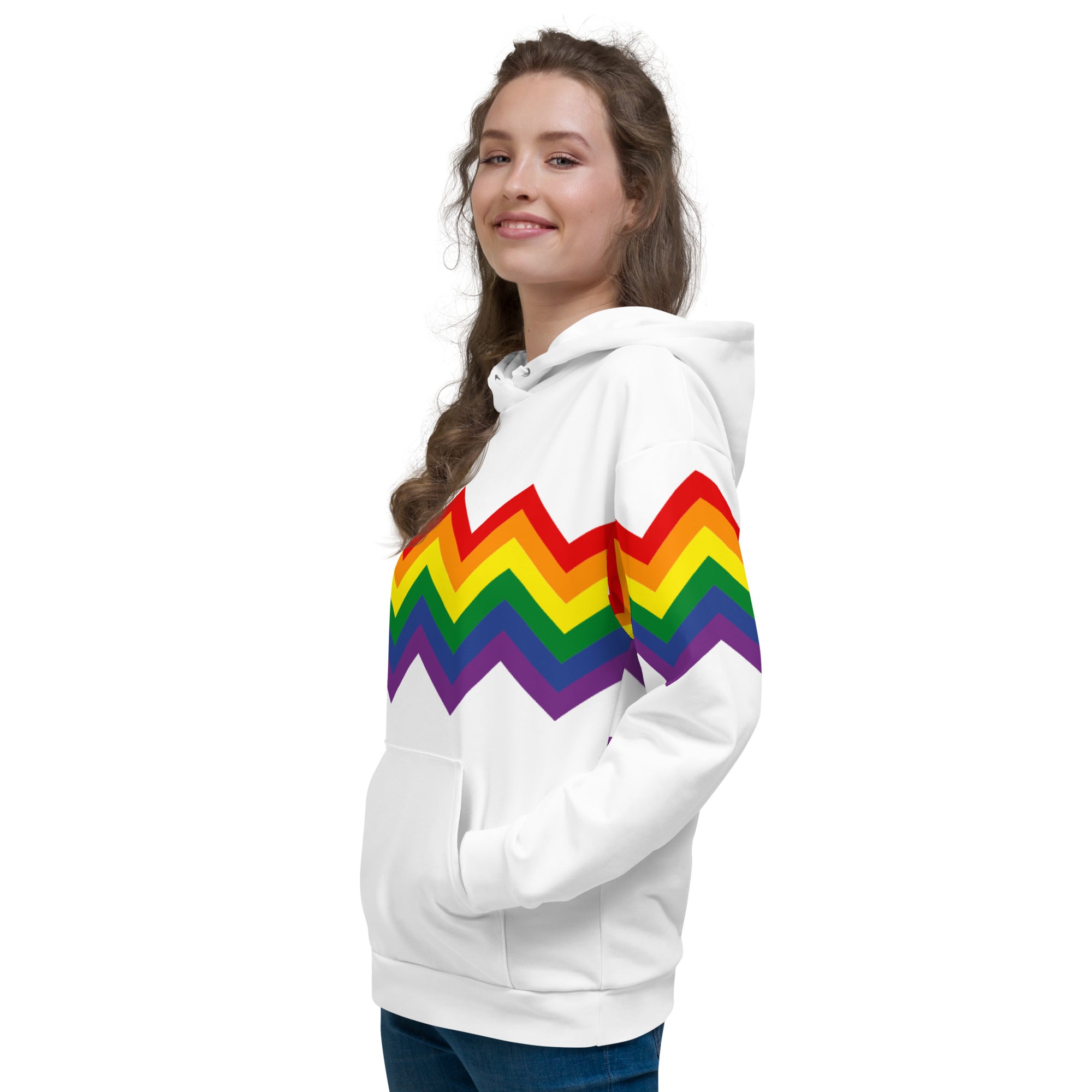 Unisex Hoodie-Pride Rainbow Zigzag Pattern