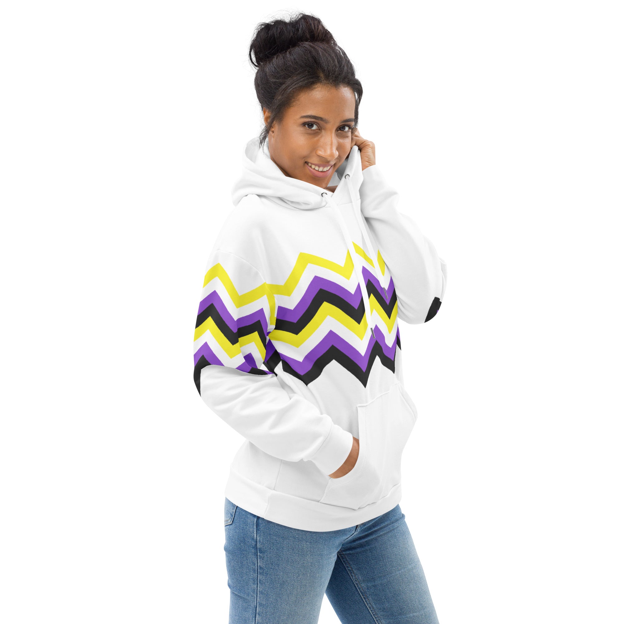 Unisex Hoodie-Nonbinary Zigzag Pattern