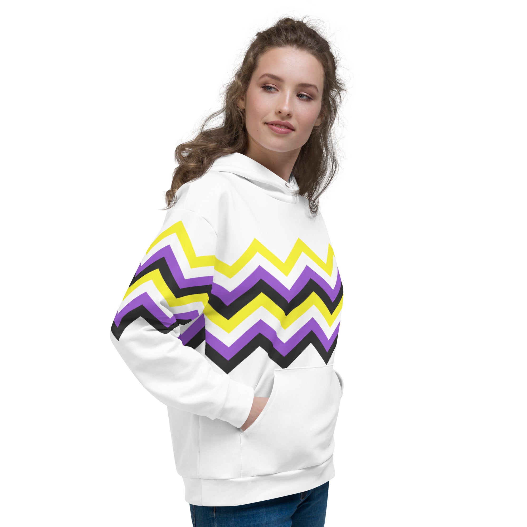 Unisex Hoodie-Nonbinary Zigzag Pattern