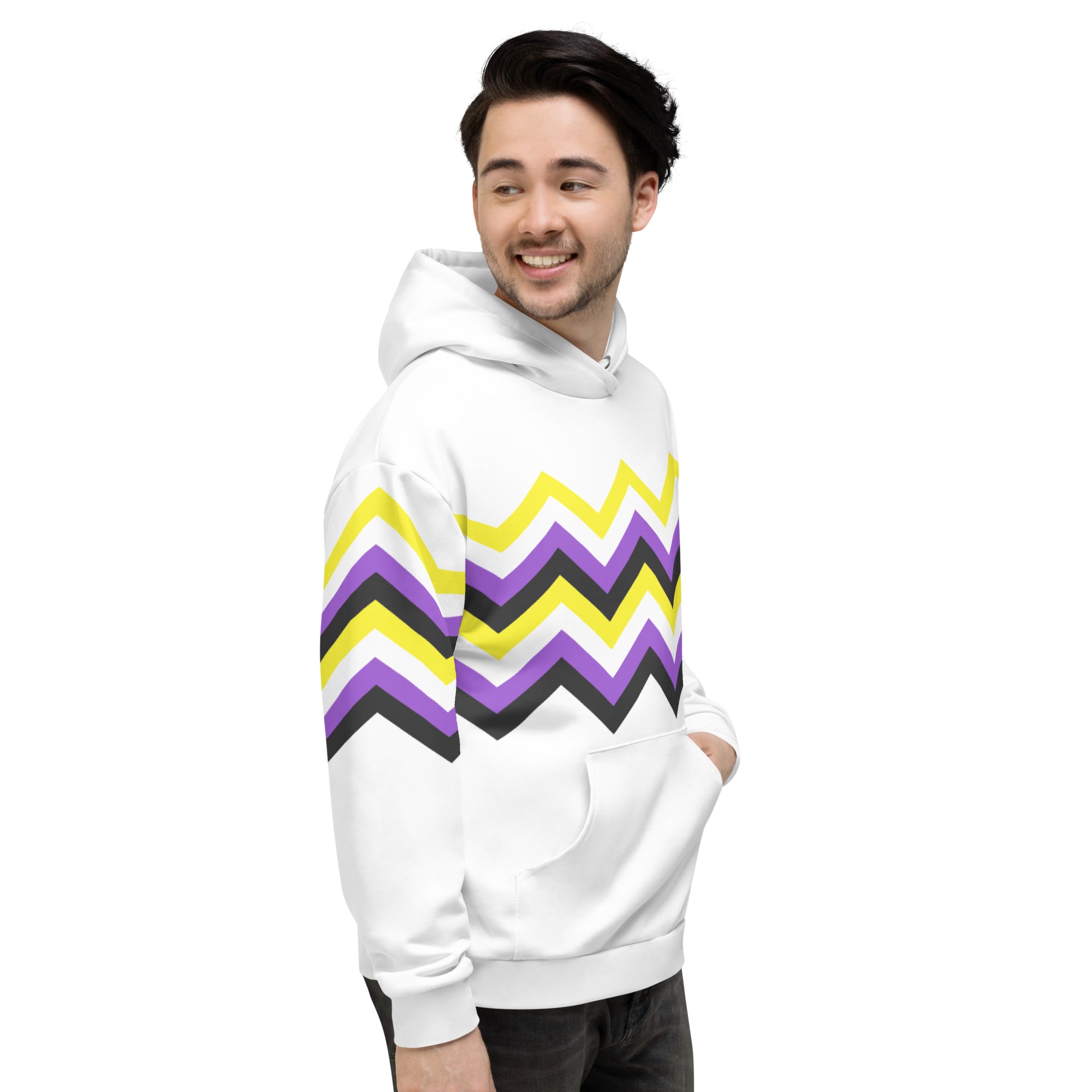 Unisex Hoodie-Nonbinary Zigzag Pattern