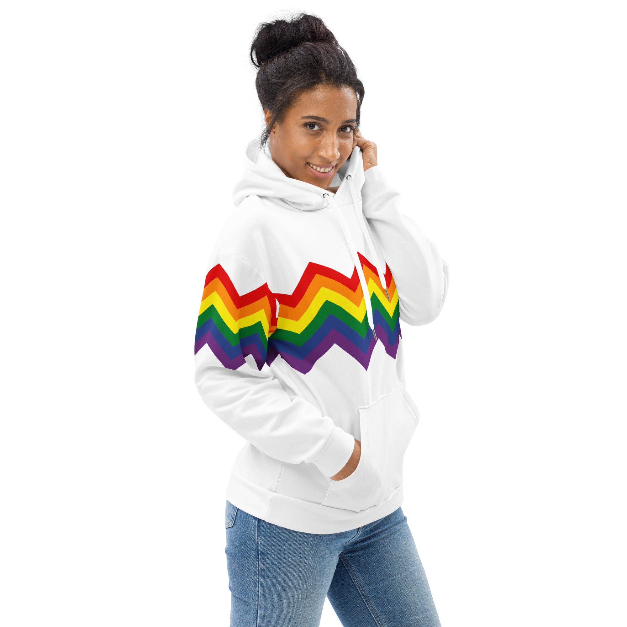 Unisex Hoodie-Pride Rainbow Zigzag Pattern