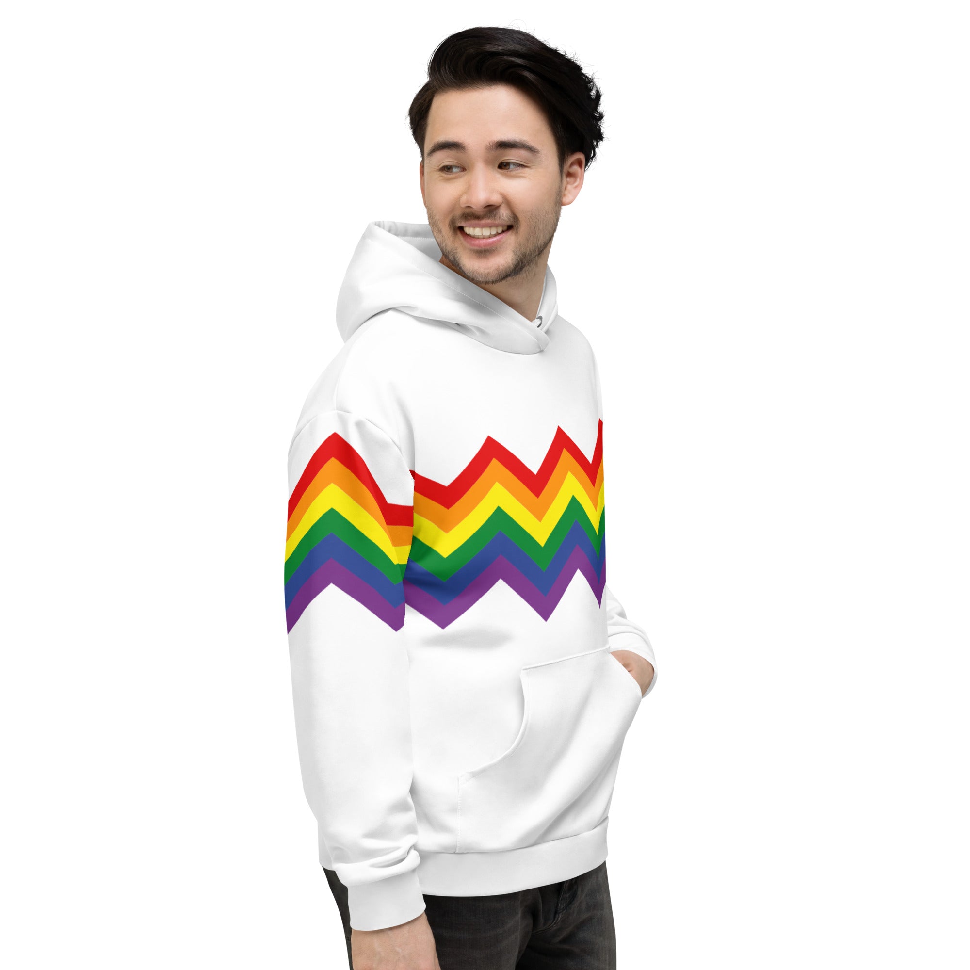 Unisex Hoodie-Pride Rainbow Zigzag Pattern