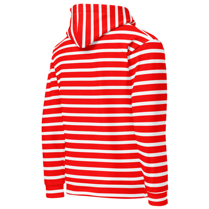 Unisex Hoodie- White and Red Striped