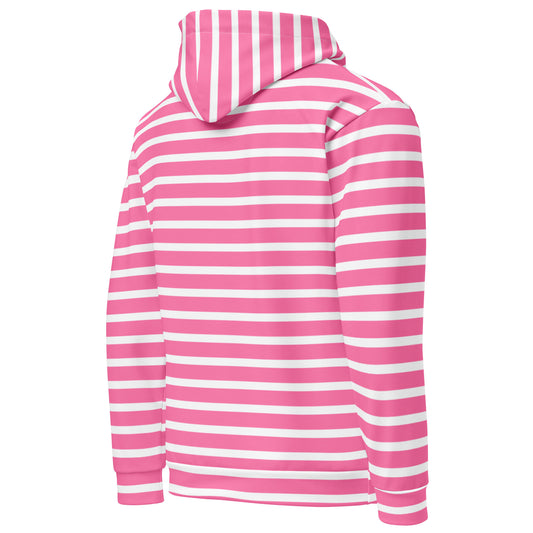 Unisex Hoodie- White and Pink Striped