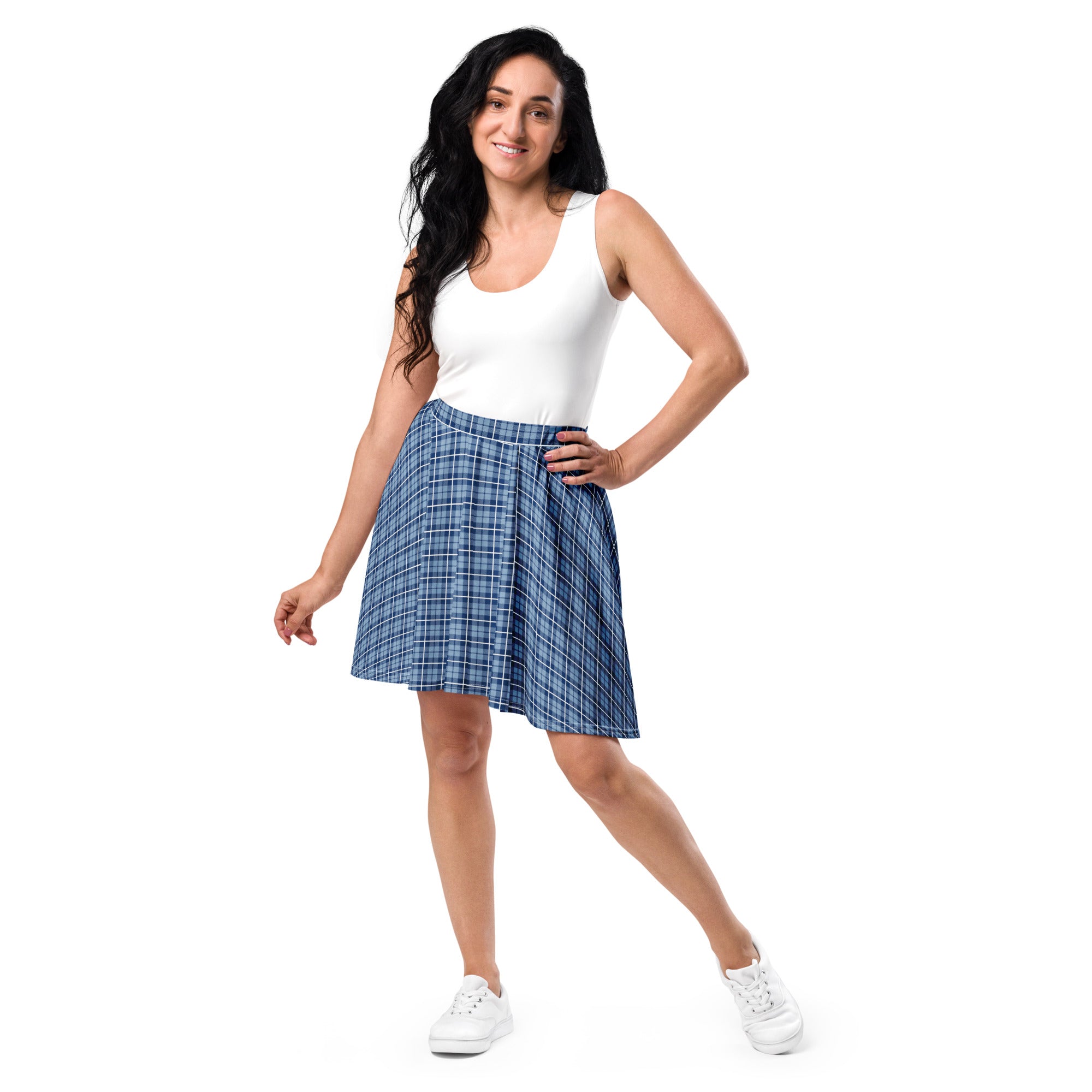 Skater Skirt-Tartan Light Blue