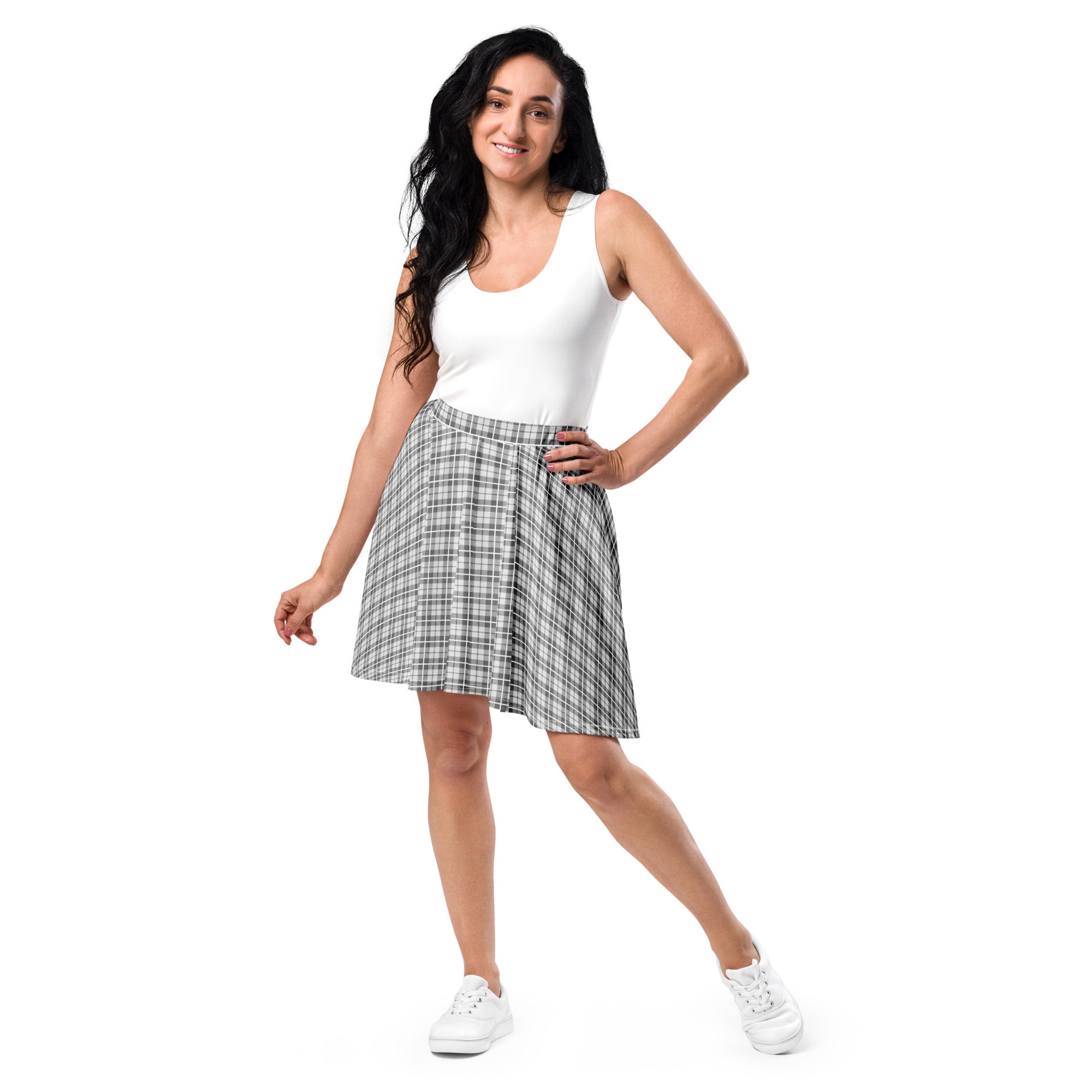 Skater Skirt- Tartan Light Grey