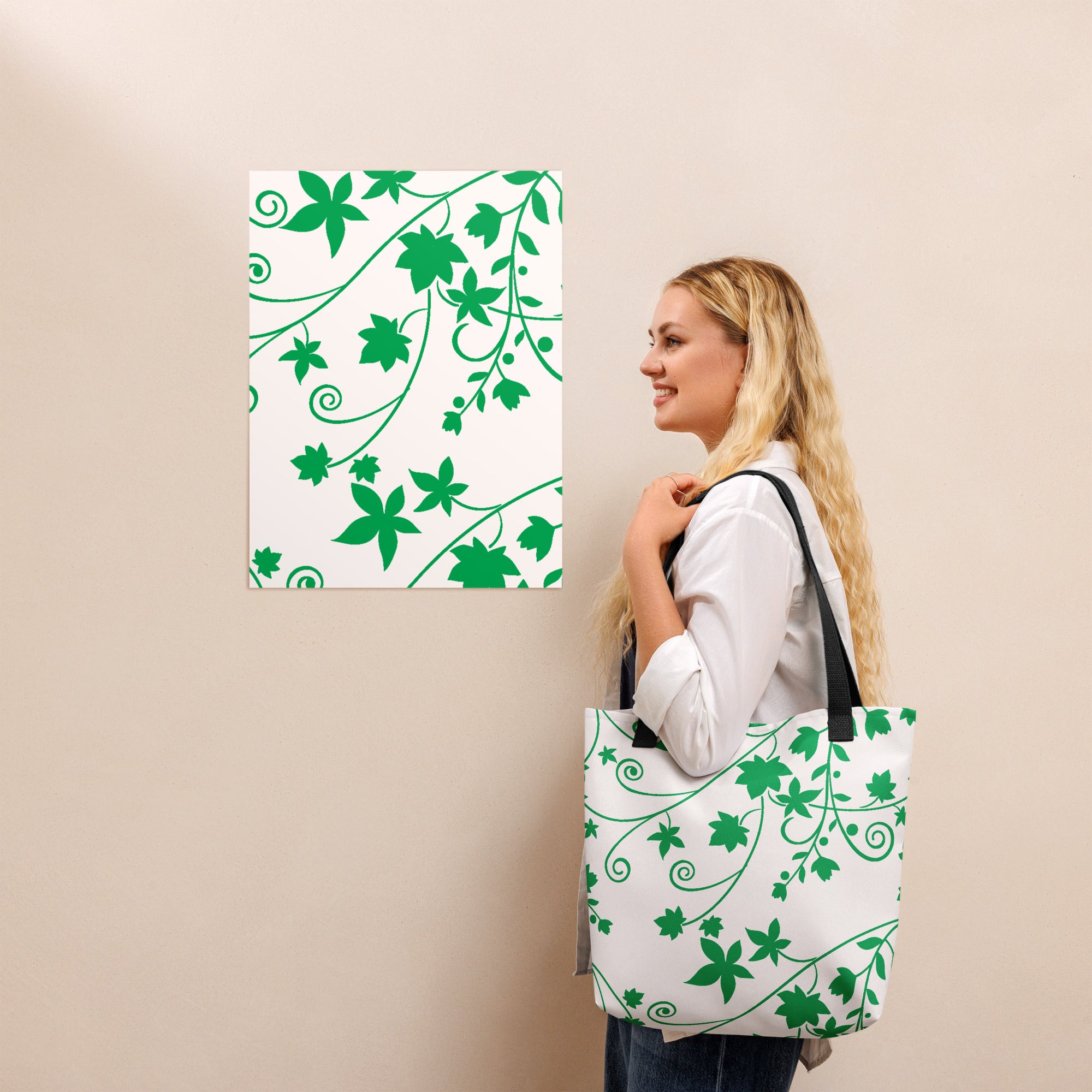 Tote bag-Floral Swirls I