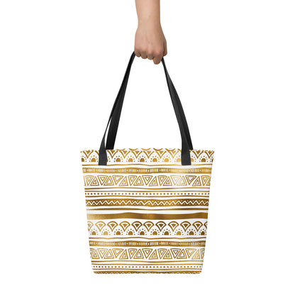 Tote bag- Tribal Patterns White