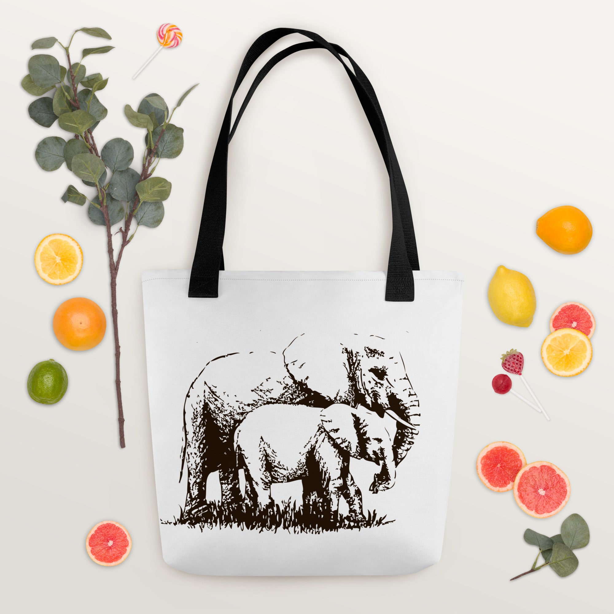 Tote bag- Elephants Mono