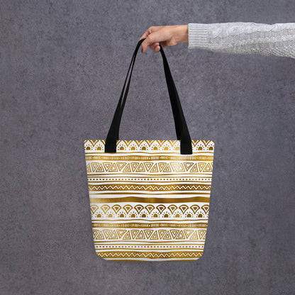 Tote bag- Tribal Patterns White