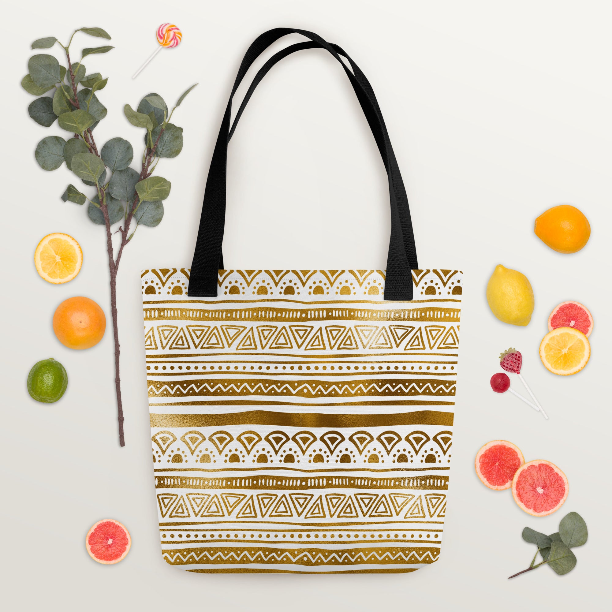 Tote bag- Tribal Patterns White